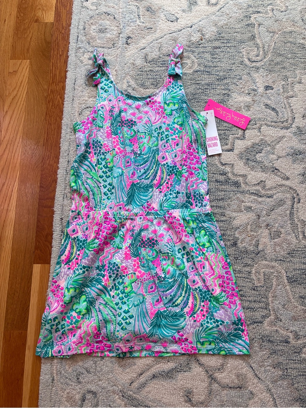 Lilly Pulitzer Pink & Green Tropical Print Girls Sundari romper